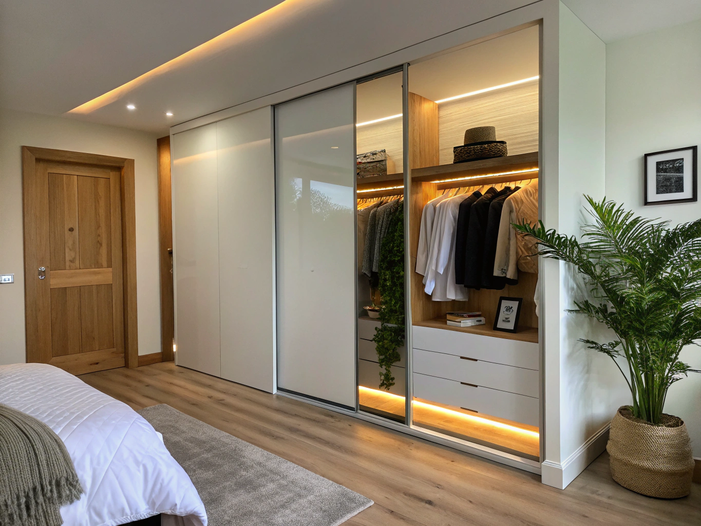 Bespoke fitted wardrobes in a renovated master bedroom