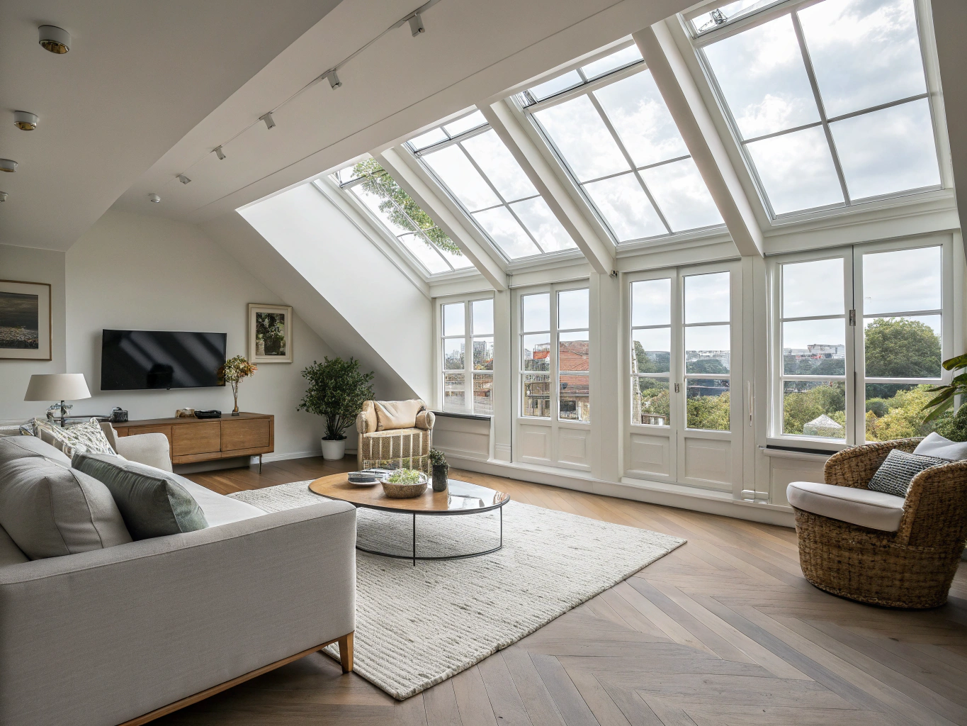 Light-filled loft conversion with timber framework and natural light
