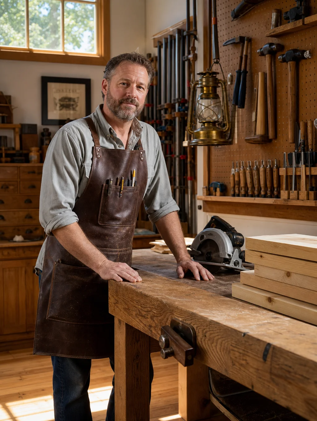 Portrait of David Chen, Master Carpenter at Prestige Construction